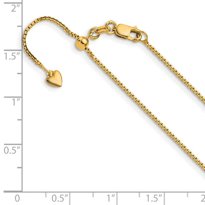 22 Inch 14K Yellow Gold Adjustable 1mm D/C Box Chain Necklace