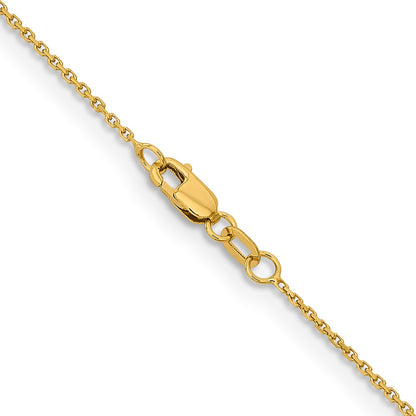 2 Inch 14K Yellow Gold 1.05mm D/C Cable Chain Necklace