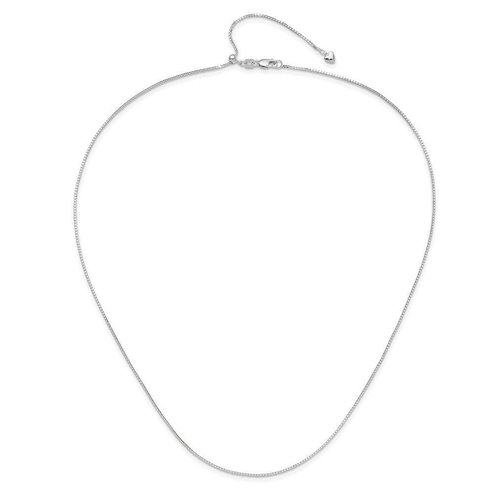 22 Inch 14K White Gold Adjustable 1mm D/C Box Chain Necklace