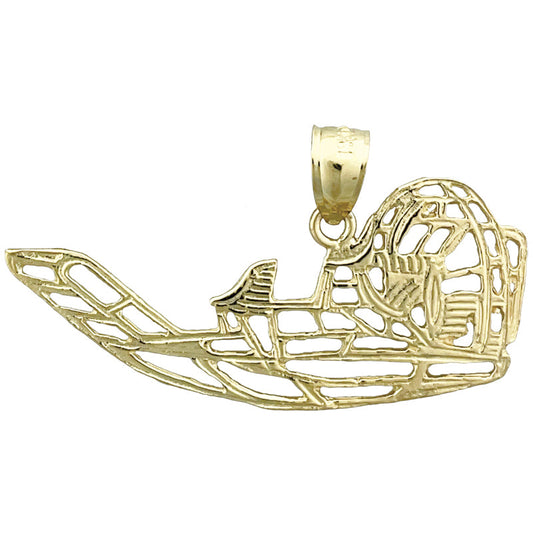 14K Gold 40MM  Airboat Pendant