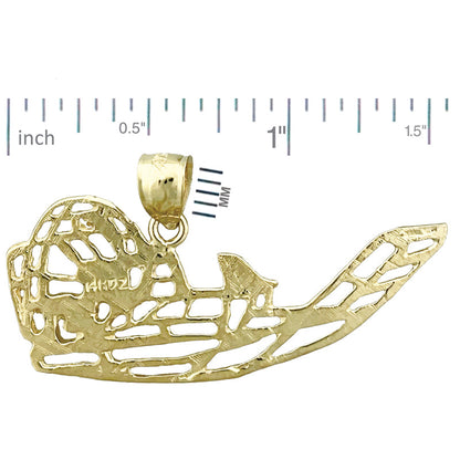 14K Gold 40MM  Airboat Pendant