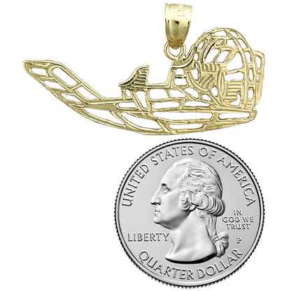 14K Gold 40MM  Airboat Pendant