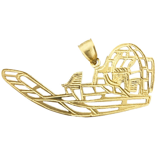 14K Gold Cut-Out 52 MM Airboat Pendant
