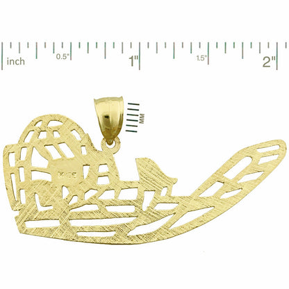 14K Gold Cut-Out 52 MM Airboat Pendant