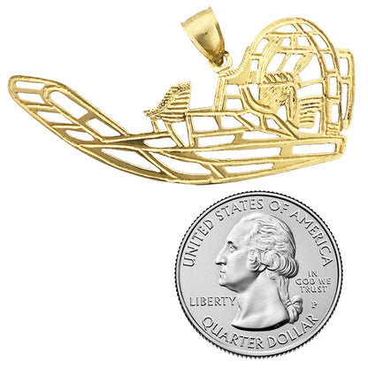 14K Gold Cut-Out 52 MM Airboat Pendant