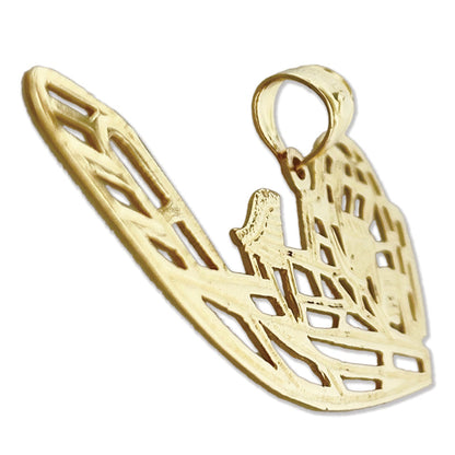 14K Gold Cut-Out 52 MM Airboat Pendant