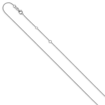 26 Inch 14K White Gold 1.25mm Round Cable 2In+2In Adjustable Chain Necklace