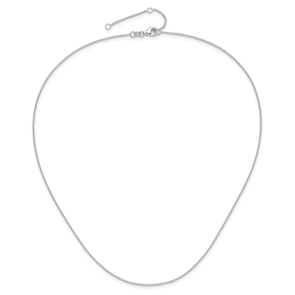 2 Inch 14K White Gold 1.25mm Round Cable 1In+1In Adjustable Chain Necklace