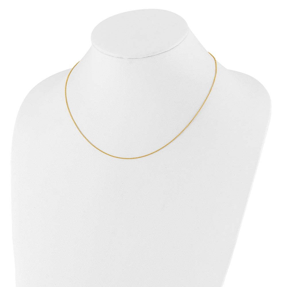 2 Inch 14K Yellow Gold 1.25mm Round Cable 1In+1In Adjustable Chain Necklace