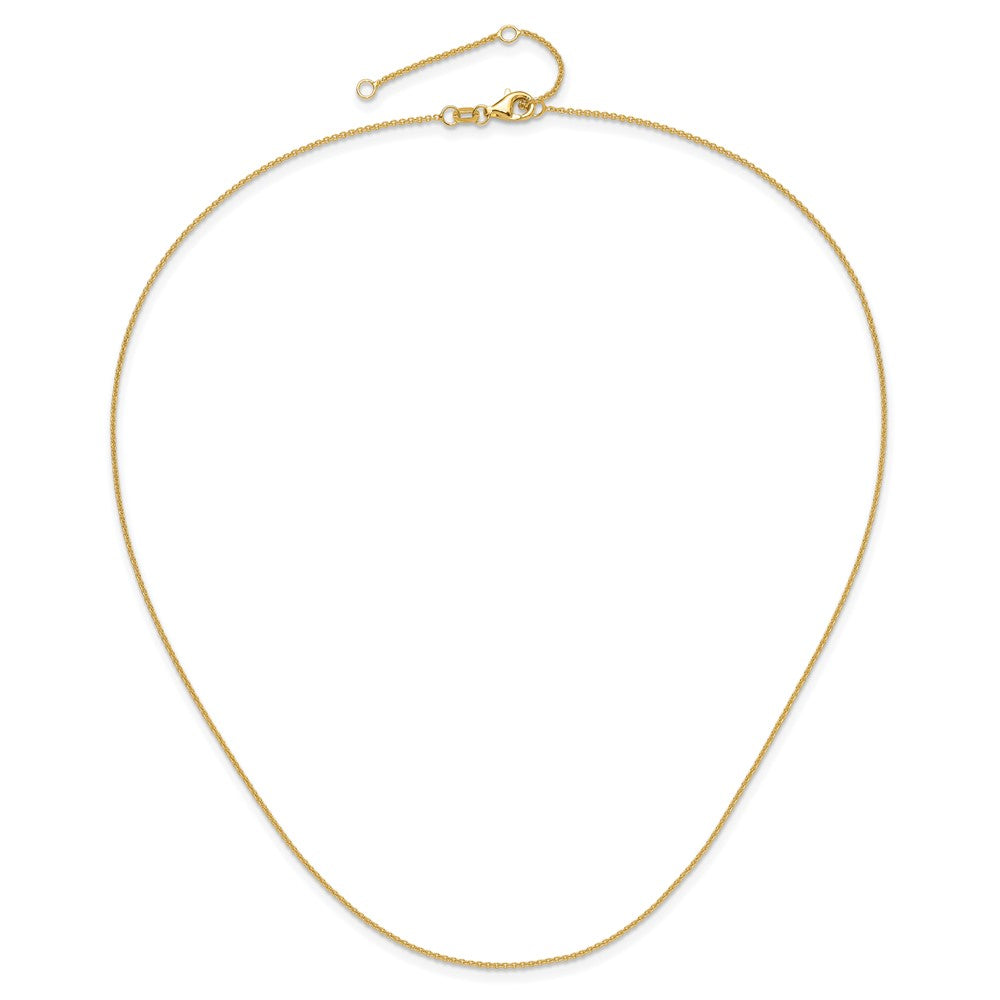 2 Inch 14K Yellow Gold 1.25mm Round Cable 1In+1In Adjustable Chain Necklace