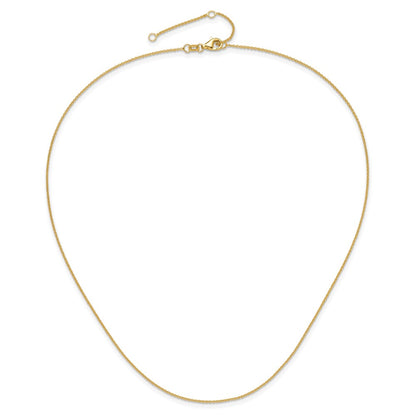 18 Inch 14K Yellow Gold 1.25mm Round Cable 1In+1In Adjustable Chain Necklace