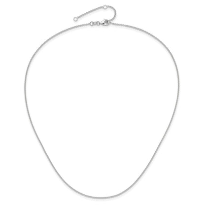 26 Inch 14K White Gold 1.4mm Round Cable 2In+2In Adjustable Chain Necklace
