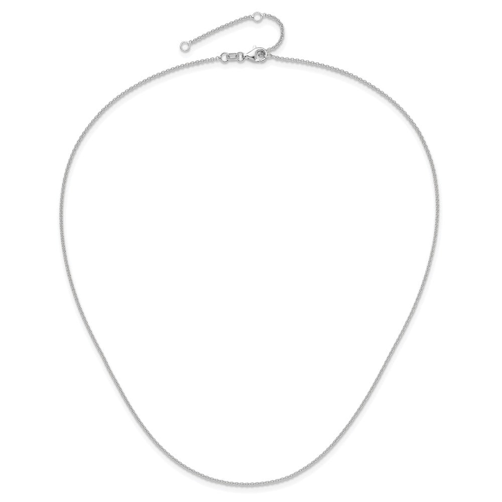 2 Inch 14K White Gold 1.4mm Round Cable 1In+1In Adjustable Chain Necklace