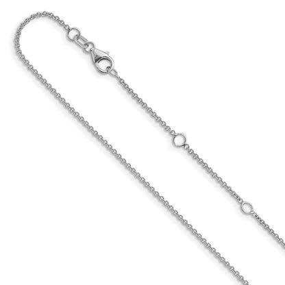 2 Inch 14K White Gold 1.4mm Round Cable 1In+1In Adjustable Chain Necklace