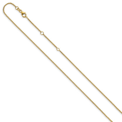 26 Inch 14K Yellow Gold 1.4mm Round Cable 2In+2In Adjustable Chain Necklace