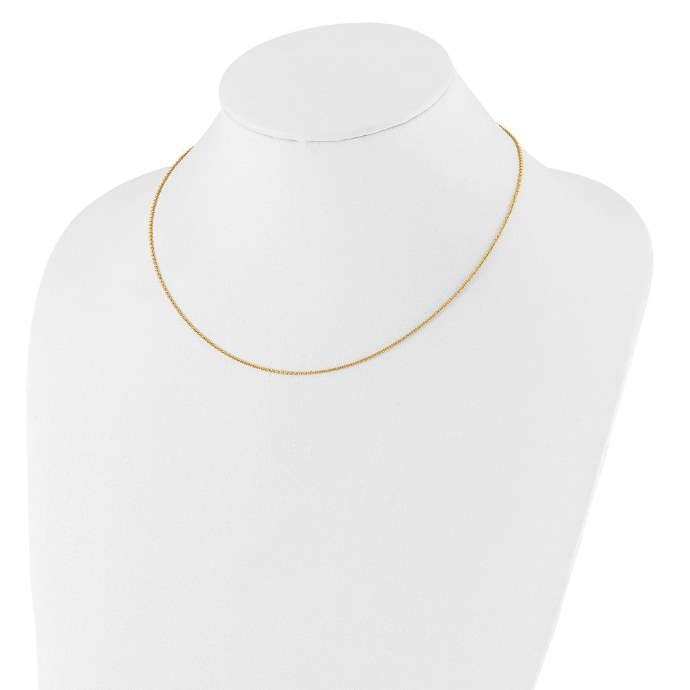 2 Inch 14K Yellow Gold 1.4mm Round Cable 1In+1In Adjustable Chain Necklace