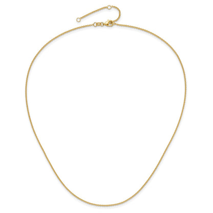 2 Inch 14K Yellow Gold 1.4mm Round Cable 1In+1In Adjustable Chain Necklace
