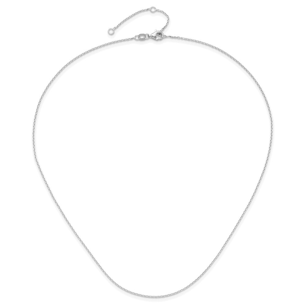 26 Inch 14K White Gold 1.1mm D/C Square Cable 2In+2In Adjustable Chain Necklace