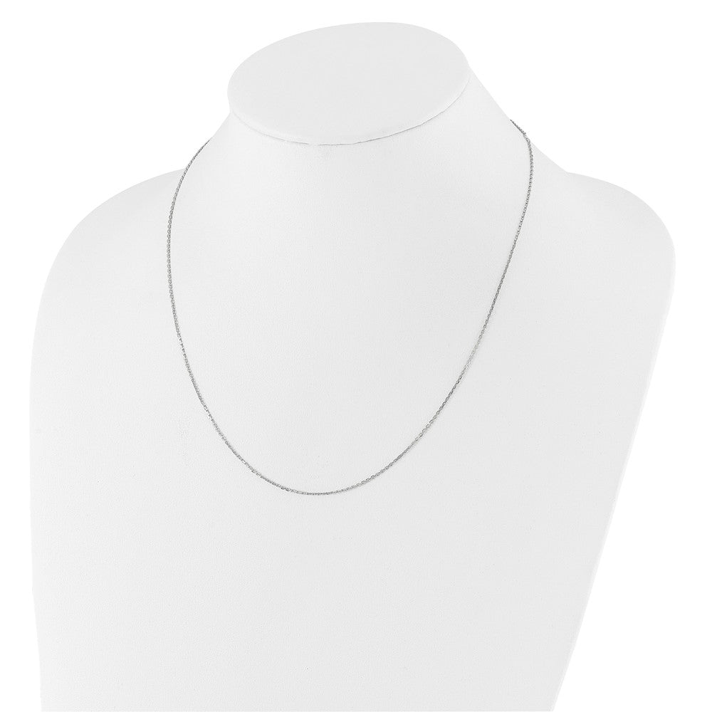 18 Inch 14K White Gold 1.1mm D/C Square Cable 1In+1In Adjustable Chain Necklace