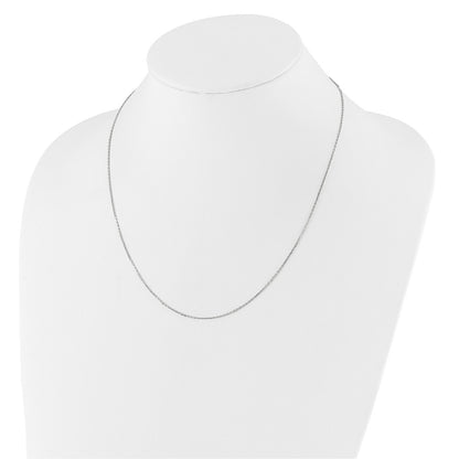 18 Inch 14K White Gold 1.1mm D/C Square Cable 1In+1In Adjustable Chain Necklace