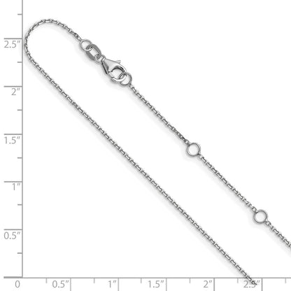 26 Inch 14K White Gold 1.1mm D/C Square Cable 2In+2In Adjustable Chain Necklace