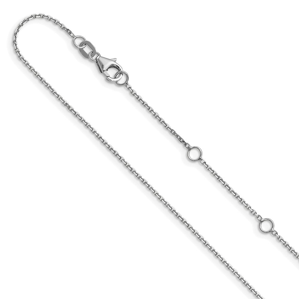 26 Inch 14K White Gold 1.1mm D/C Square Cable 2In+2In Adjustable Chain Necklace