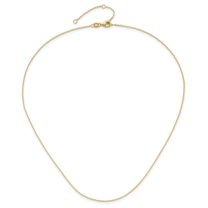 18 Inch 14K Yellow Gold 1.1mm D/C Square Cable 1In+1In Adjustable Chain Necklace