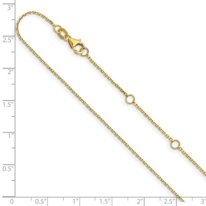 18 Inch 14K Yellow Gold 1.1mm D/C Square Cable 1In+1In Adjustable Chain Necklace