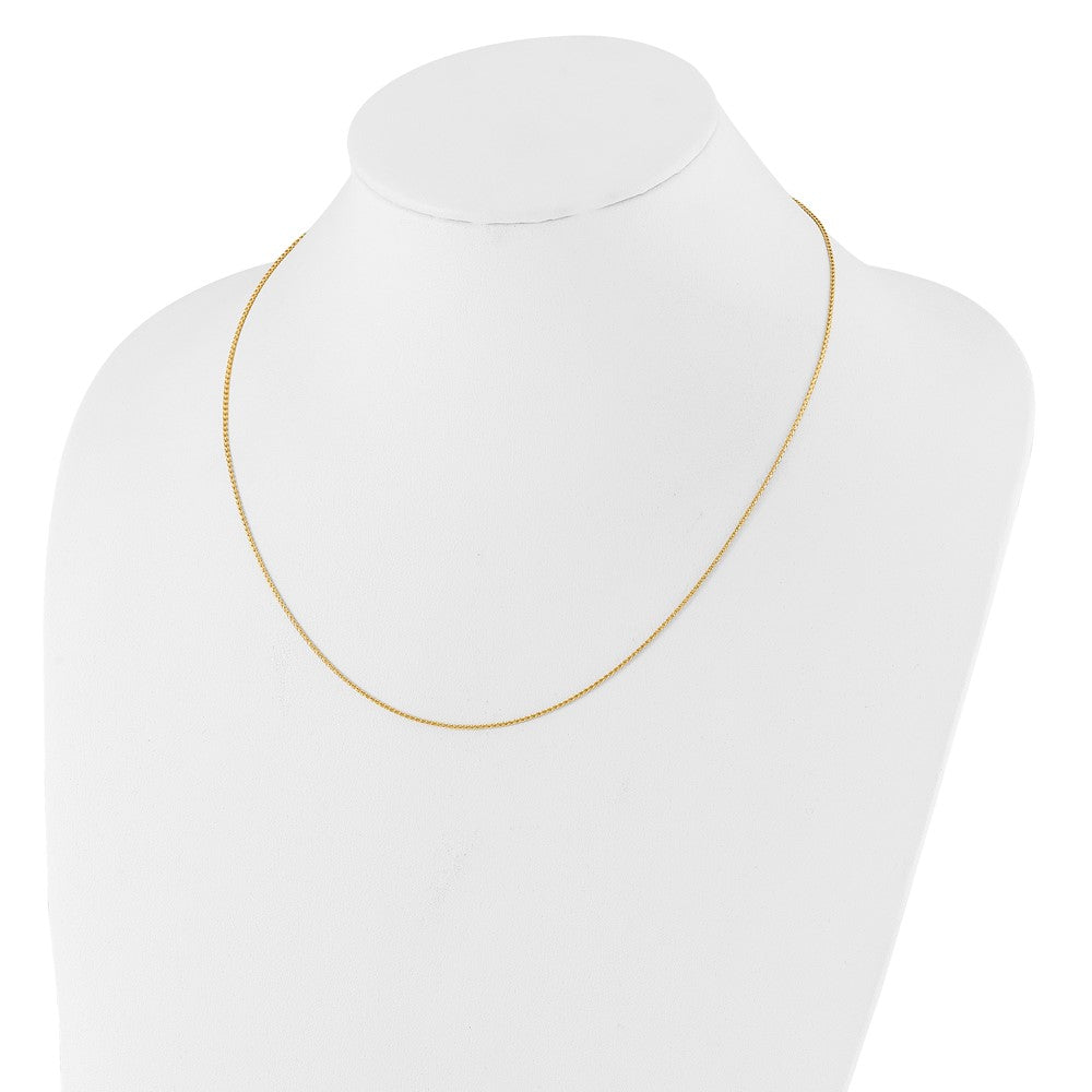 18 Inch 14K Yellow Gold 1mm D/C Open Franco 1In+1In Adjustable Chain Necklace