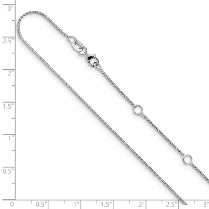 18 Inch 14K White Gold 1mm D/C Open Franco 1In+1In Adjustable Chain Necklace