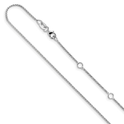 18 Inch 14K White Gold 1mm D/C Open Franco 1In+1In Adjustable Chain Necklace