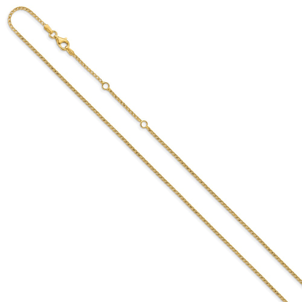 2 Inch 14K Yellow Gold 1.4mm D/C Open Franco 1In+1In Adjustable Chain Necklace