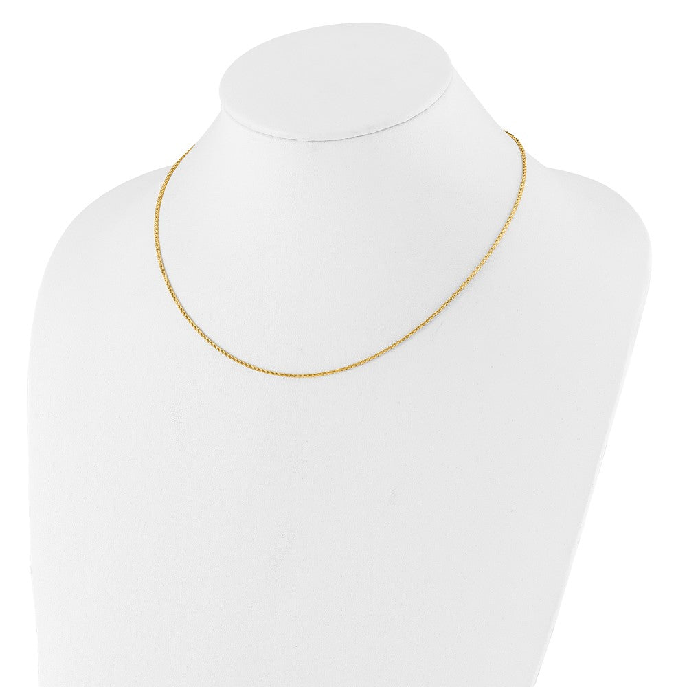 18 Inch 14K Yellow Gold 1.4mm D/C Open Franco 1In+1In Adjustable Chain Necklace