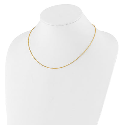 18 Inch 14K Yellow Gold 1.4mm D/C Open Franco 1In+1In Adjustable Chain Necklace