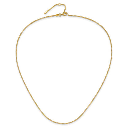 18 Inch 14K Yellow Gold 1.4mm D/C Open Franco 1In+1In Adjustable Chain Necklace