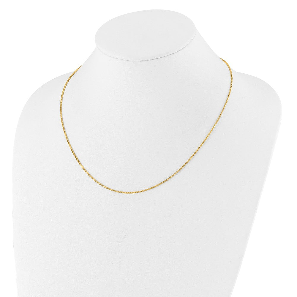 18 Inch 14K Yellow Gold 1.4mm D/C Open Franco 1In+1In Adjustable Chain Necklace