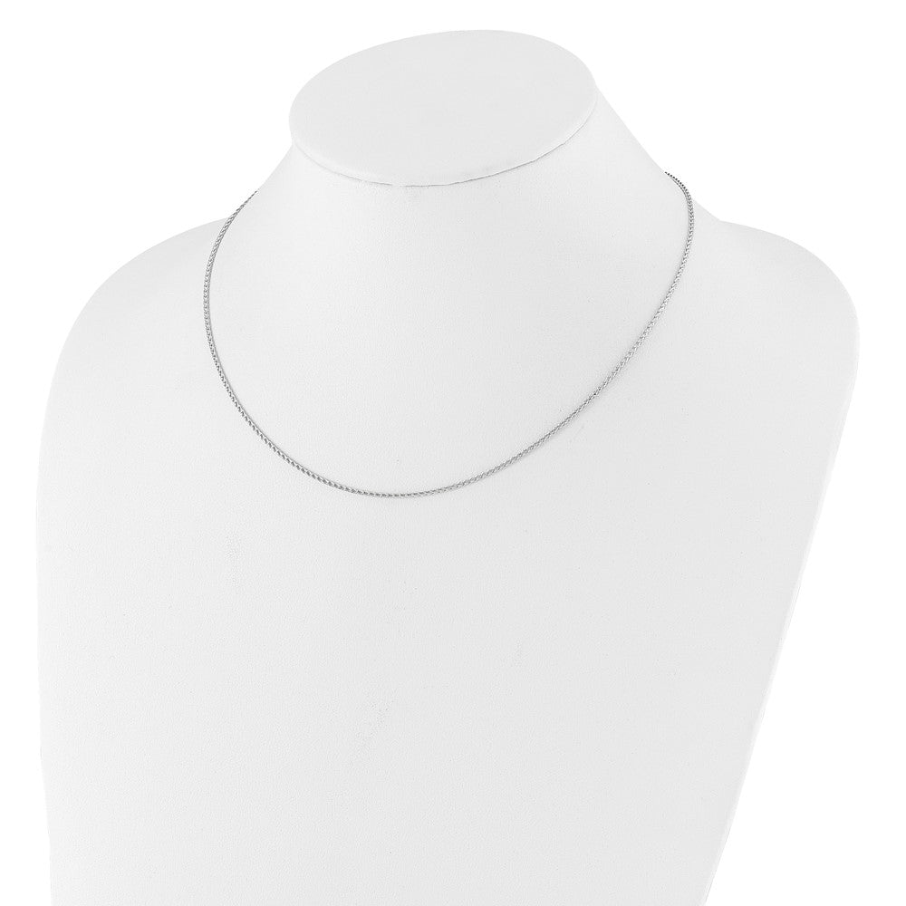 18 Inch 14K White Gold 1.4mm D/C Open Franco 1In+1In Adjustable Chain Necklace