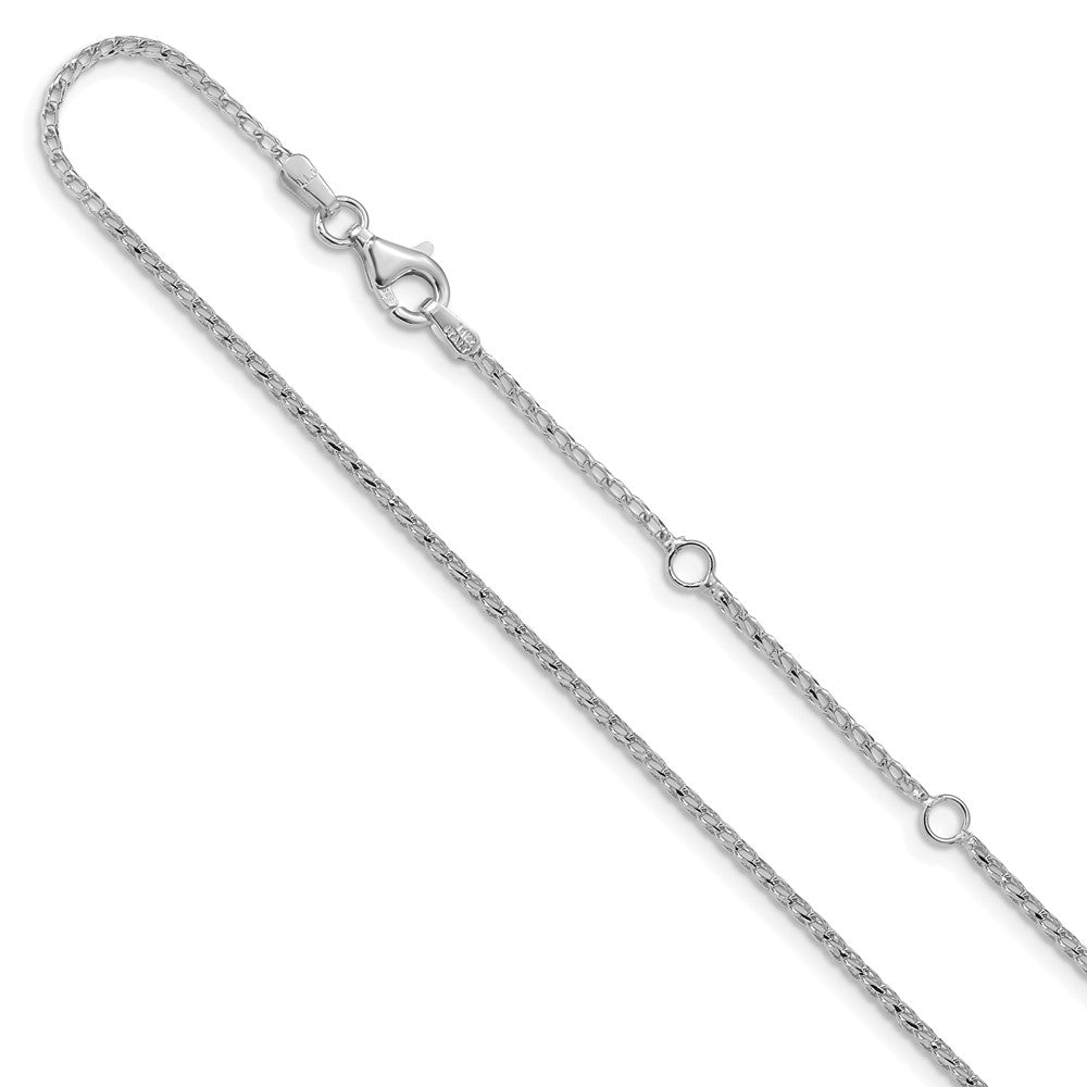18 Inch 14K White Gold 1.4mm D/C Open Franco 1In+1In Adjustable Chain Necklace