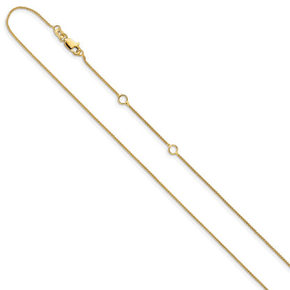 18 Inch 14K Yellow Gold .8mm Baby Spiga 1In+1In Adjustable Chain Necklace