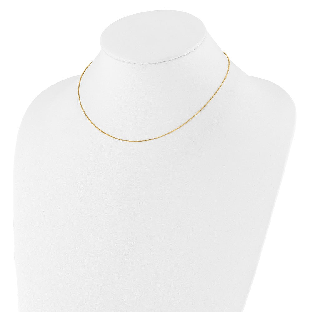 18 Inch 14K Yellow Gold .8mm Baby Spiga 1In+1In Adjustable Chain Necklace