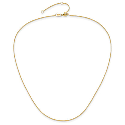 2 Inch 14K Yellow Gold .8mm Baby Spiga 1In+1In Adjustable Chain Necklace