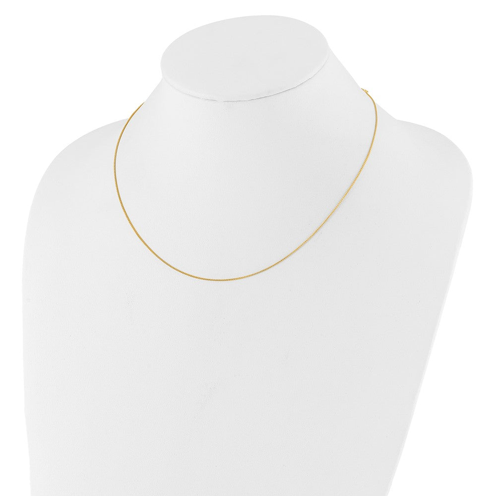 18 Inch 14K Yellow Gold .8mm Baby Spiga 1In+1In Adjustable Chain Necklace