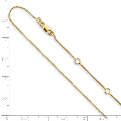 2 Inch 14K Yellow Gold .8mm Baby Spiga 1In+1In Adjustable Chain Necklace