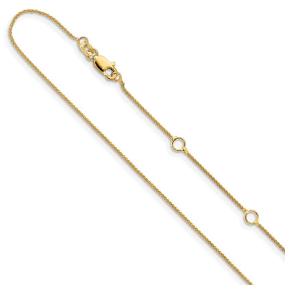 18 Inch 14K Yellow Gold .8mm Baby Spiga 1In+1In Adjustable Chain Necklace