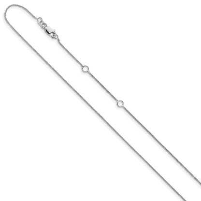 2 Inch 14K White Gold .8mm Baby Spiga 1In+1In Adjustable Chain Necklace