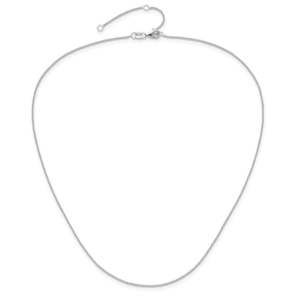 18 Inch 14K White Gold .8mm Baby Spiga 1In+1In Adjustable Chain Necklace