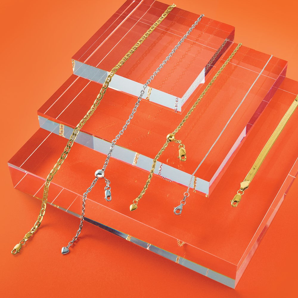 18 Inch 14K White Gold .8mm Baby Spiga 1In+1In Adjustable Chain Necklace