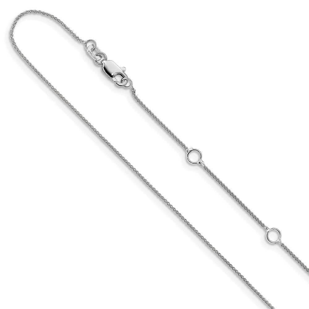 2 Inch 14K White Gold .8mm Baby Spiga 1In+1In Adjustable Chain Necklace
