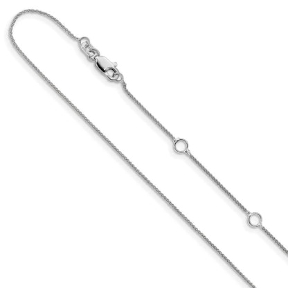 2 Inch 14K White Gold .8mm Baby Spiga 1In+1In Adjustable Chain Necklace