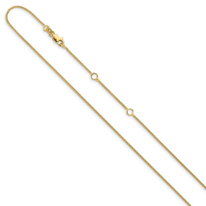 18 Inch 14K Yellow Gold 1mm Spiga 1In+1In Adjustable Chain Necklace